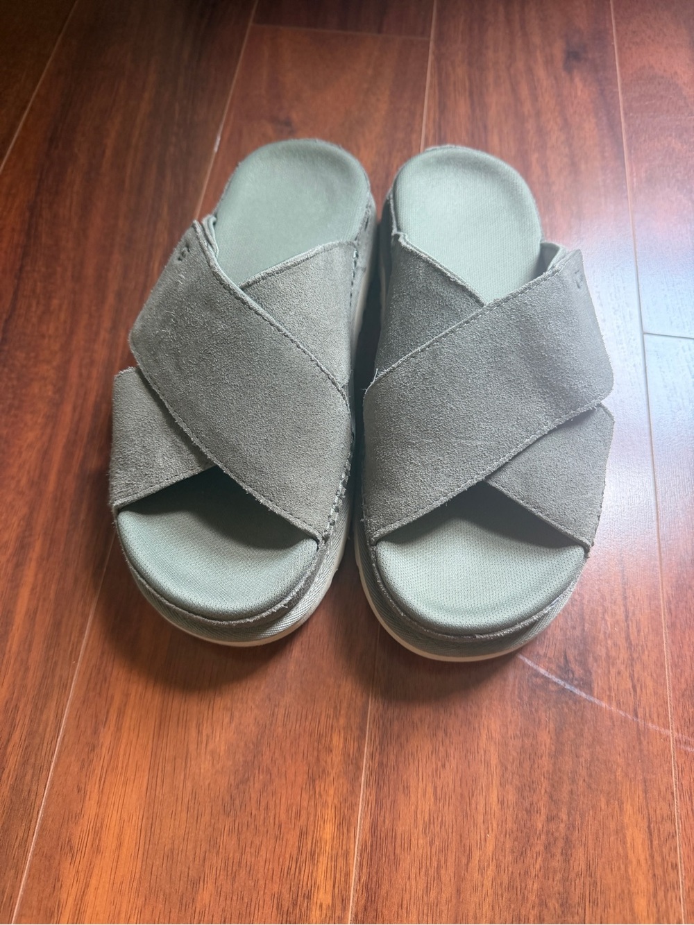 UGG Crisscross Slide Sandals in Olive Green